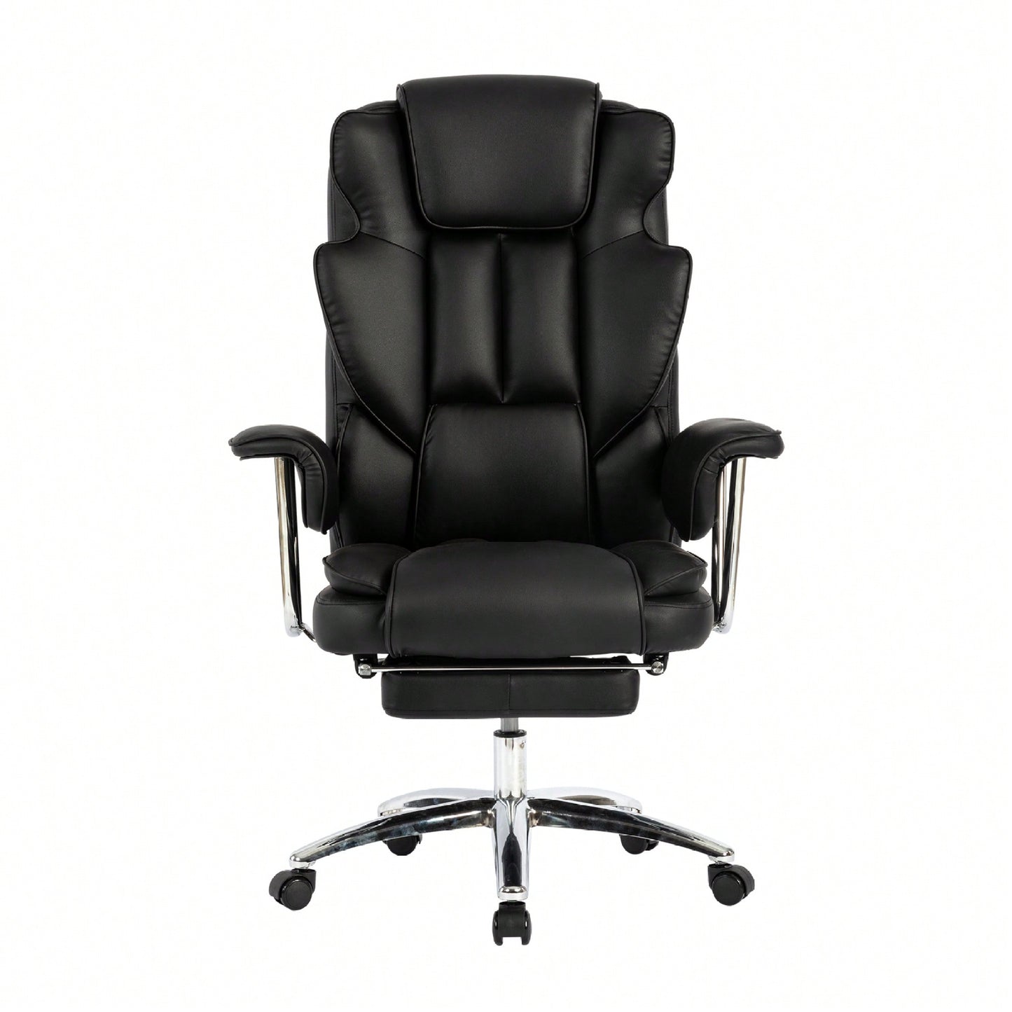 Big And Tall Ergonomic Executive Office Chair With Footrest High Back Leather Reclining Computer Chair For Home Office Black
