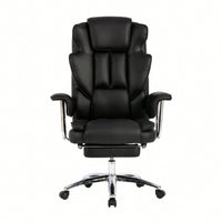 Big And Tall Ergonomic Executive Office Chair With Footrest High Back Leather Reclining Computer Chair For Home Office Black