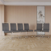 Set Of 2  Modern High Back PU Faux Leather Dining Chairs With C-Shaped Metal Legs For Kitchen And Office Black
