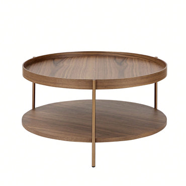 Modern 2-Tier Round Nesting Coffee Table Set For Living Room Easy Assembly Black MDF Side Tables For Bedroom Office Balcony Yard