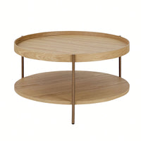 Modern 2-Tier Round Nesting Coffee Table Set For Living Room Easy Assembly Black MDF Side Tables For Bedroom Office Balcony Yard