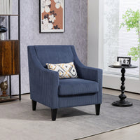 Upholstered Modern Accent Chair With Scooped Arms For Bedroom Apartment Studio Office Waiting Room Beige Corduroy Design