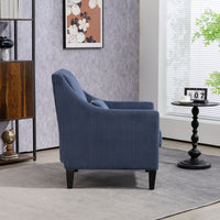 Upholstered Modern Accent Chair With Scooped Arms For Bedroom Apartment Studio Office Waiting Room Beige Corduroy Design