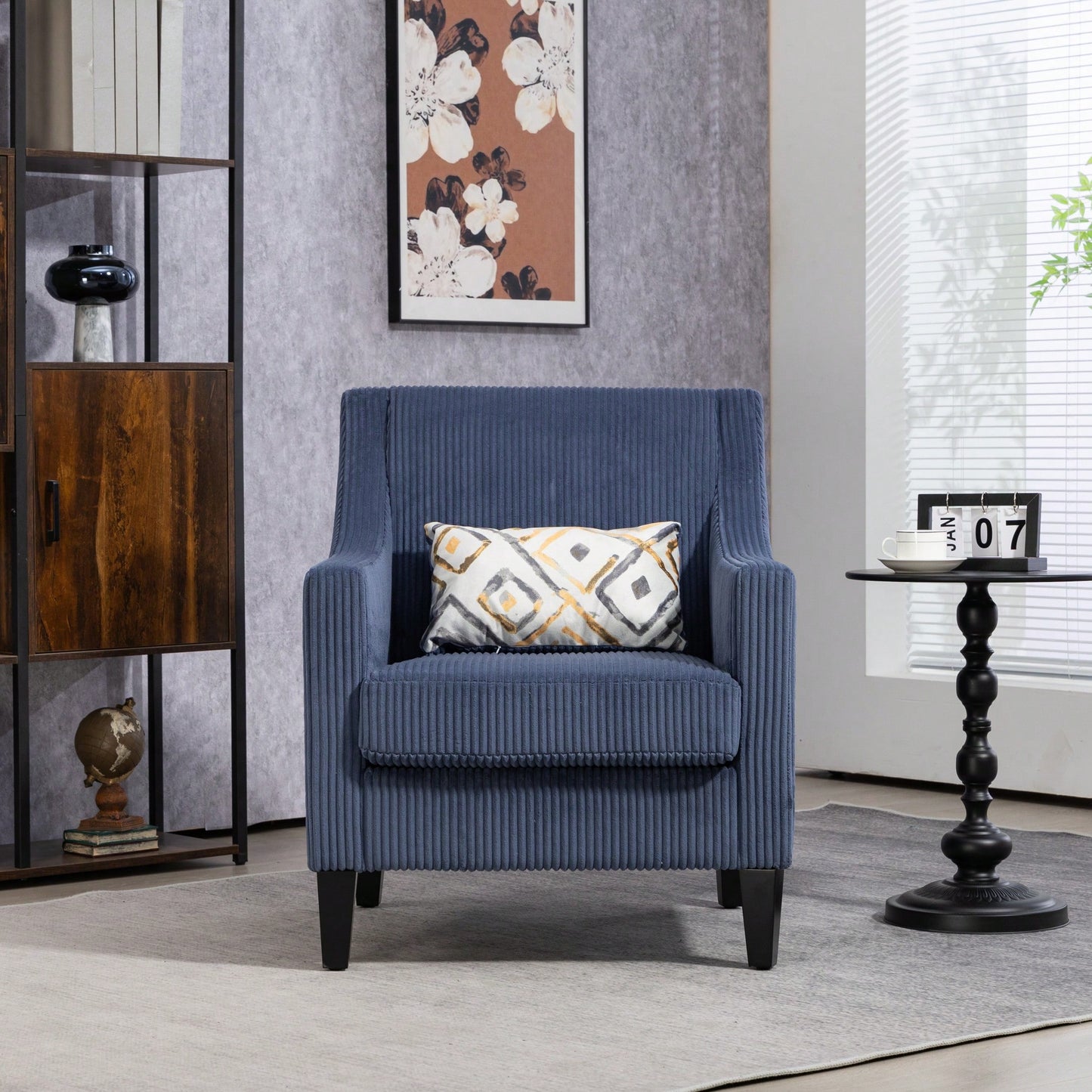 Upholstered Modern Accent Chair With Scooped Arms For Bedroom Apartment Studio Office Waiting Room Beige Corduroy Design