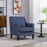 Upholstered Modern Accent Chair With Scooped Arms For Bedroom Apartment Studio Office Waiting Room Beige Corduroy Design