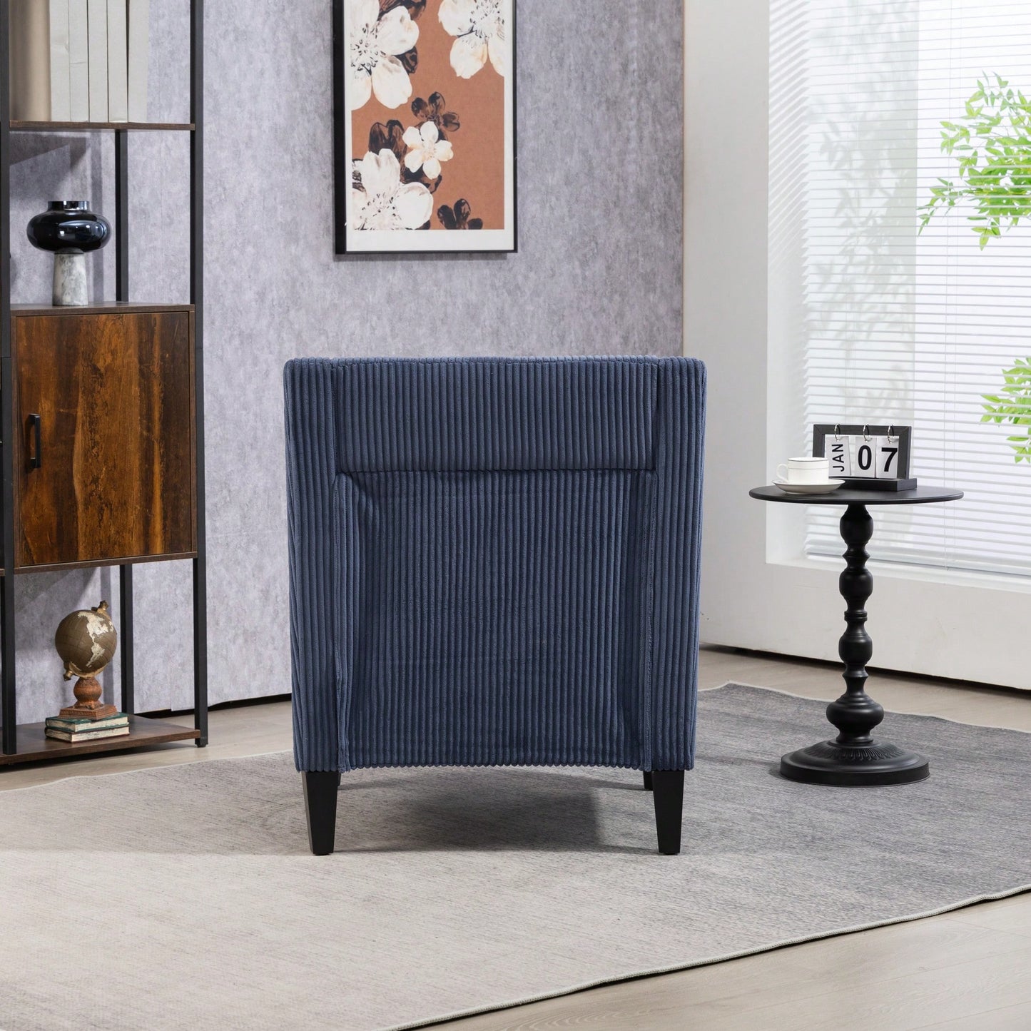 Upholstered Modern Accent Chair With Scooped Arms For Bedroom Apartment Studio Office Waiting Room Beige Corduroy Design