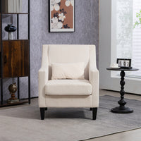 Upholstered Modern Accent Chair With Scooped Arms For Bedroom Apartment Studio Office Waiting Room Beige Corduroy Design