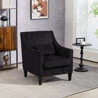 Upholstered Modern Accent Chair With Scooped Arms For Bedroom Apartment Studio Office Waiting Room Beige Corduroy Design