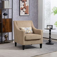 Upholstered Modern Accent Chair With Scooped Arms For Bedroom Apartment Studio Office Waiting Room Beige Corduroy Design