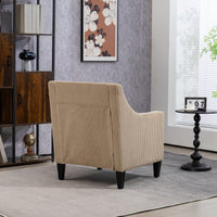 Upholstered Modern Accent Chair With Scooped Arms For Bedroom Apartment Studio Office Waiting Room Beige Corduroy Design