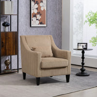 Upholstered Modern Accent Chair With Scooped Arms For Bedroom Apartment Studio Office Waiting Room Beige Corduroy Design