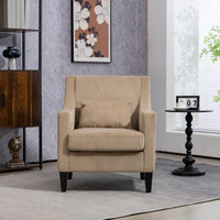 Upholstered Modern Accent Chair With Scooped Arms For Bedroom Apartment Studio Office Waiting Room Beige Corduroy Design