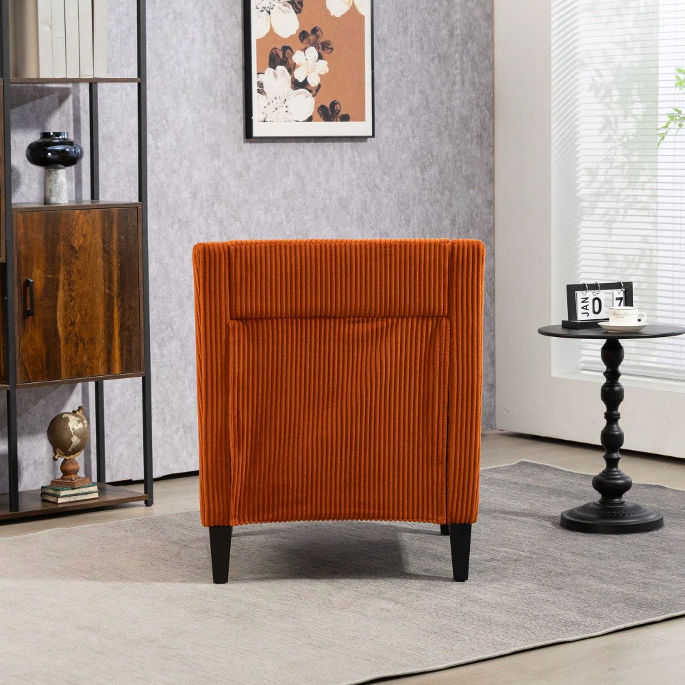 Upholstered Modern Accent Chair With Scooped Arms For Bedroom Apartment Studio Office Waiting Room Beige Corduroy Design