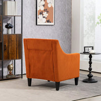 Upholstered Modern Accent Chair With Scooped Arms For Bedroom Apartment Studio Office Waiting Room Beige Corduroy Design