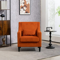 Upholstered Modern Accent Chair With Scooped Arms For Bedroom Apartment Studio Office Waiting Room Beige Corduroy Design