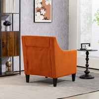 Upholstered Modern Accent Chair With Scooped Arms For Bedroom Apartment Studio Office Waiting Room Beige Corduroy Design