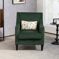 Upholstered Modern Accent Chair With Scooped Arms For Bedroom Apartment Studio Office Waiting Room Beige Corduroy Design