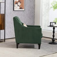 Upholstered Modern Accent Chair With Scooped Arms For Bedroom Apartment Studio Office Waiting Room Beige Corduroy Design