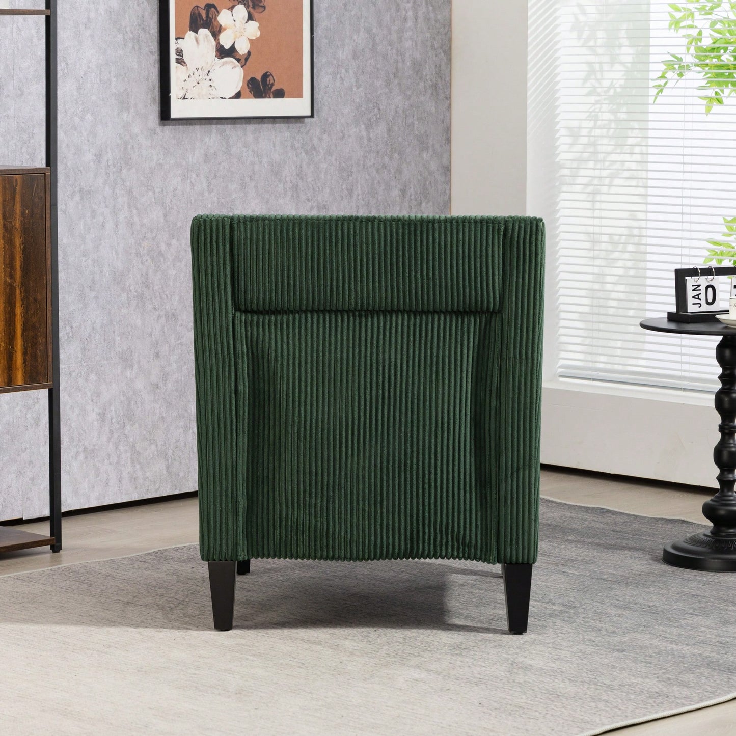 Upholstered Modern Accent Chair With Scooped Arms For Bedroom Apartment Studio Office Waiting Room Beige Corduroy Design