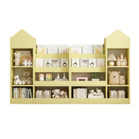 Wooden Kids Bookshelf And Toy Storage Organizer With 6 Compartments And Baskets For Books And Toys