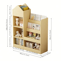 Wooden Kids Bookshelf And Toy Storage Organizer With 6 Compartments And Baskets For Books And Toys