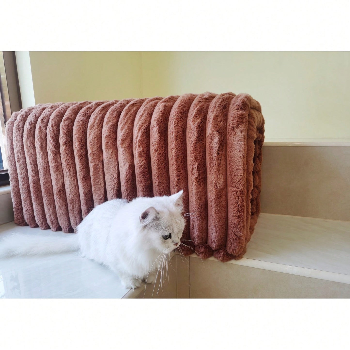 Corduroy Pet Supplies Ottoman Storage Bench Cozy Cat Nest For Living Room Entryway Bedroom