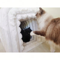 Corduroy Pet Supplies Ottoman Storage Bench Cozy Cat Nest For Living Room Entryway Bedroom