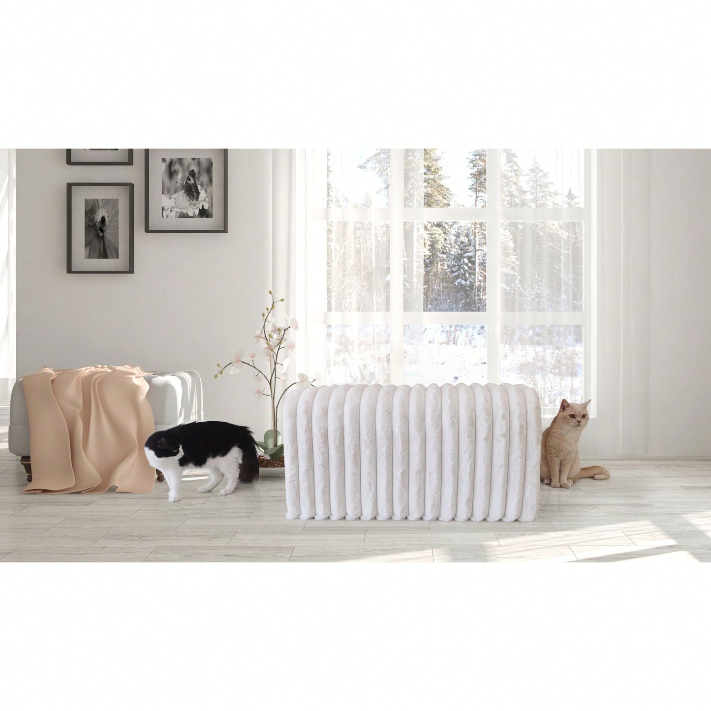 Corduroy Pet Supplies Ottoman Storage Bench Cozy Cat Nest For Living Room Entryway Bedroom