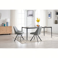 Set Of 2 Grey Thick Fabric Dining Chairs With Sturdy Metal Legs