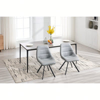 Set Of 2 Grey Thick Fabric Dining Chairs With Sturdy Metal Legs