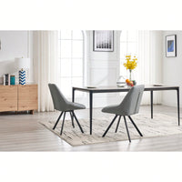 Set Of 2 Grey Thick Fabric Dining Chairs With Sturdy Metal Legs