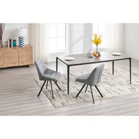 Set Of 2 Grey Thick Fabric Dining Chairs With Sturdy Metal Legs