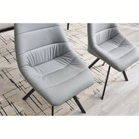Set Of 2 Grey Thick Fabric Dining Chairs With Sturdy Metal Legs