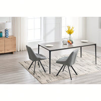 Set Of 2 Grey Thick Fabric Dining Chairs With Sturdy Metal Legs