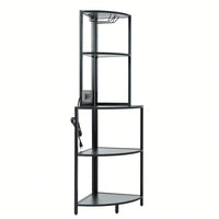 5 Tier Corner Shelf With LED Lighting And USB Charging, Tall Narrow Bookshelf With Glass Holder For Space-Saving Storage