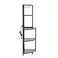 5 Tier Corner Shelf With LED Lighting And USB Charging, Tall Narrow Bookshelf With Glass Holder For Space-Saving Storage