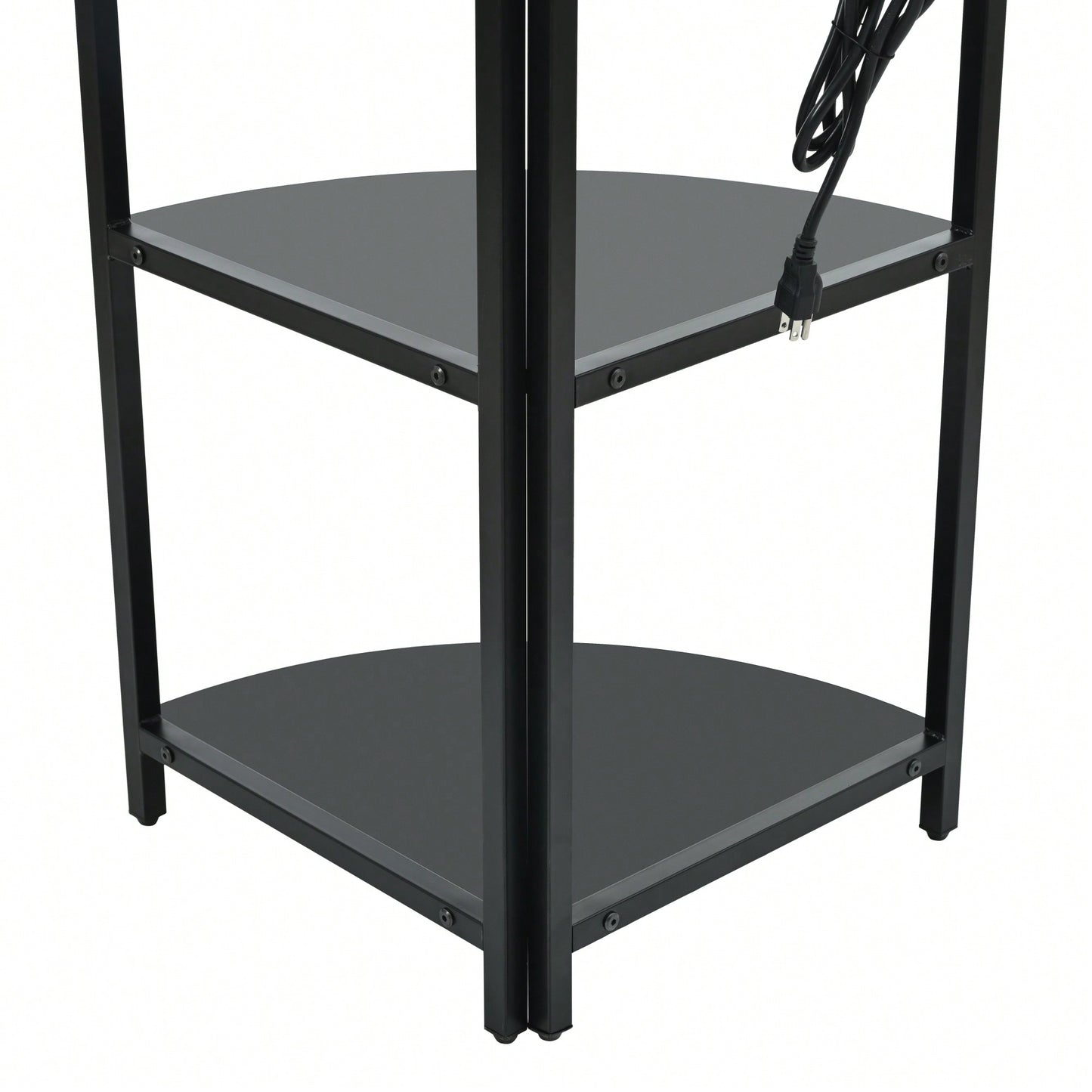 5 Tier Corner Shelf With LED Lighting And USB Charging, Tall Narrow Bookshelf With Glass Holder For Space-Saving Storage