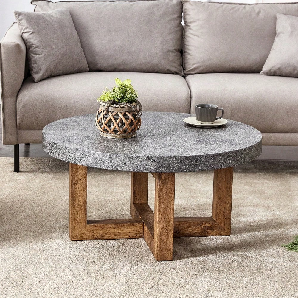 Modern Retro Circular Coffee Table 31.4 Inch Diameter MDF For Living Room Decor