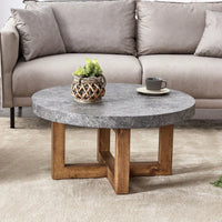 Modern Retro Circular Coffee Table 31.4 Inch Diameter MDF For Living Room Decor