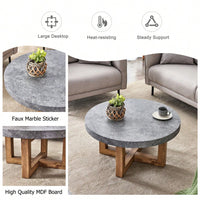Modern Retro Circular Coffee Table 31.4 Inch Diameter MDF For Living Room Decor