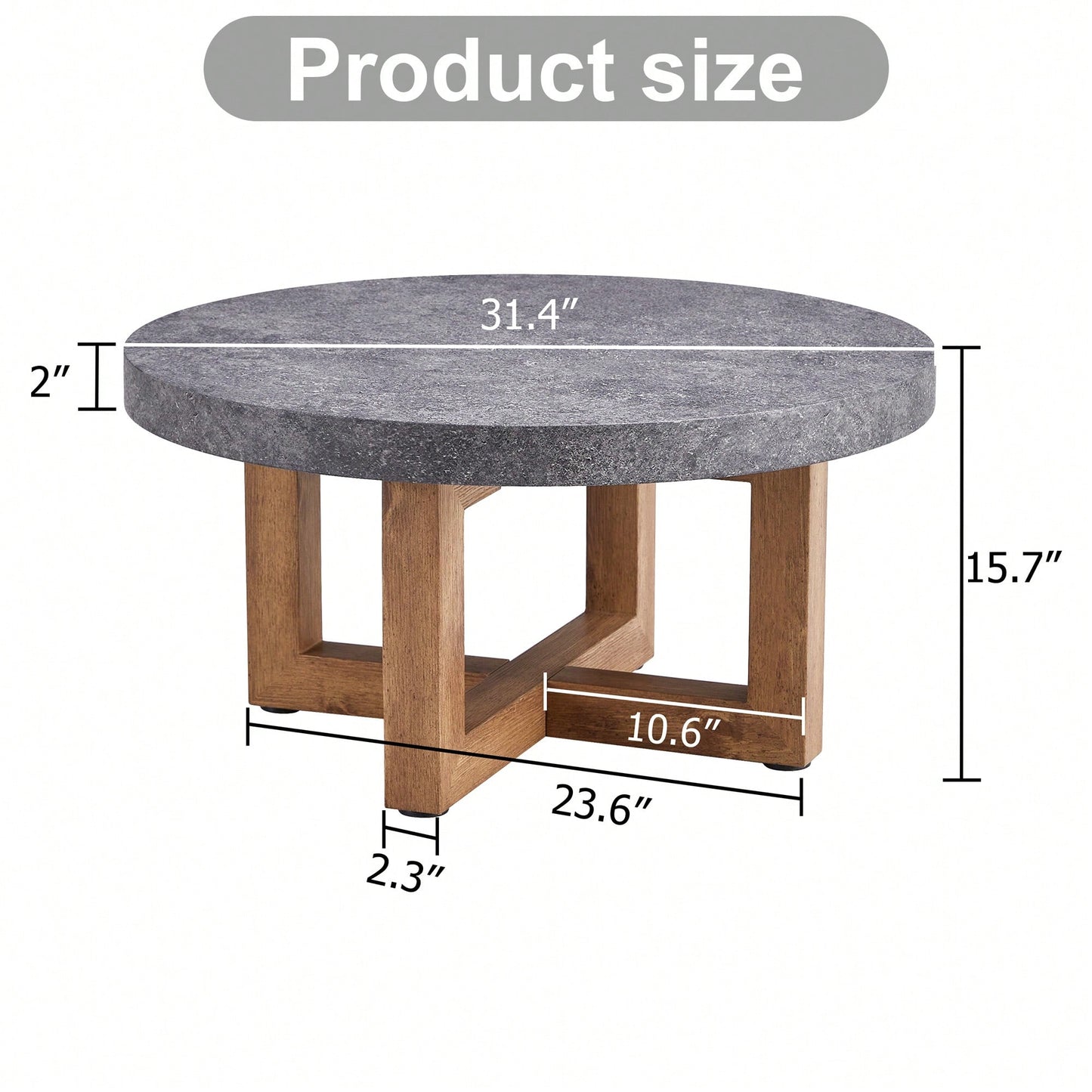 Modern Retro Circular Coffee Table 31.4 Inch Diameter MDF For Living Room Decor