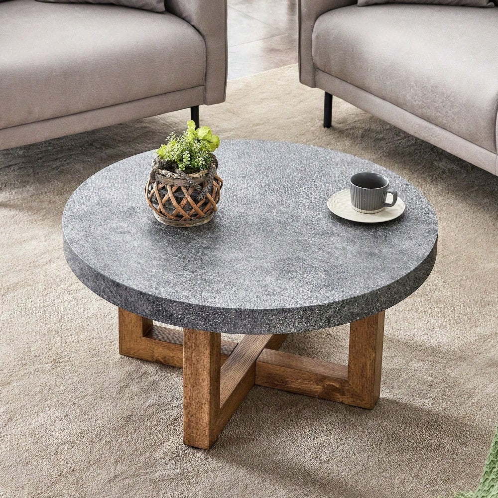 Modern Retro Circular Coffee Table 31.4 Inch Diameter MDF For Living Room Decor