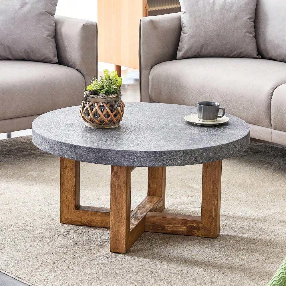 Modern Retro Circular Coffee Table 31.4 Inch Diameter MDF For Living Room Decor
