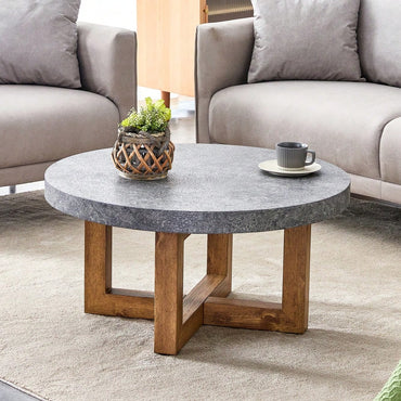 Modern Retro Circular Coffee Table 31.4 Inch Diameter MDF For Living Room Decor