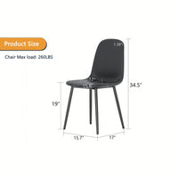 Set Of 4 Stylish Modern Minimalist Black Dining Chair Set Of Four Comfortable Upholstered Spoon Shaped Chairs With Sturdy Black Metal Legs