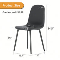 Set Of 4 Stylish Modern Minimalist Black Dining Chair Set Of Four Comfortable Upholstered Spoon Shaped Chairs With Sturdy Black Metal Legs