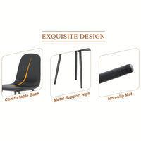 Set Of 4 Stylish Modern Minimalist Black Dining Chair Set Of Four Comfortable Upholstered Spoon Shaped Chairs With Sturdy Black Metal Legs
