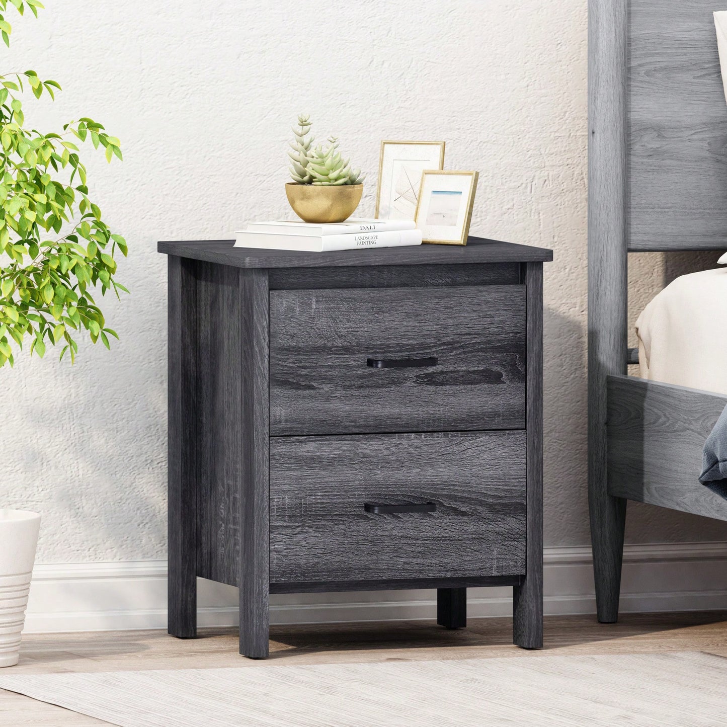 Easy Assembly Nightstand With Storage Drawer And Modern Design