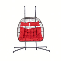 Cozy Two Person Outdoor Rattan Hanging Chair Wicker Egg Swing For Patio Relaxation