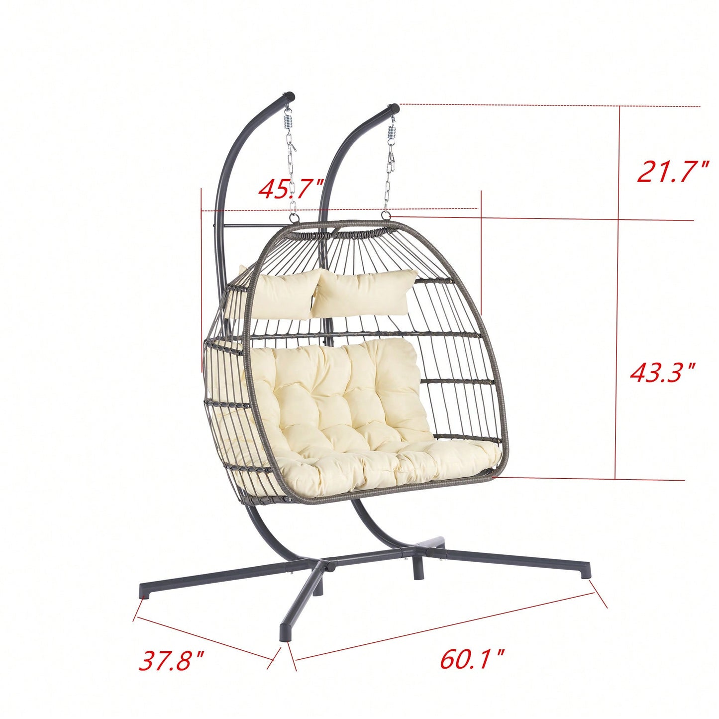 Cozy Two Person Outdoor Rattan Hanging Chair Wicker Egg Swing For Patio Relaxation